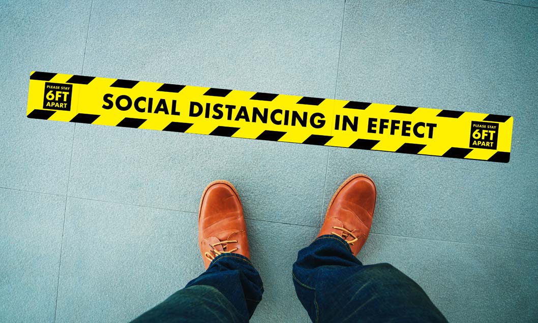 social distancing floor stickers in dubai